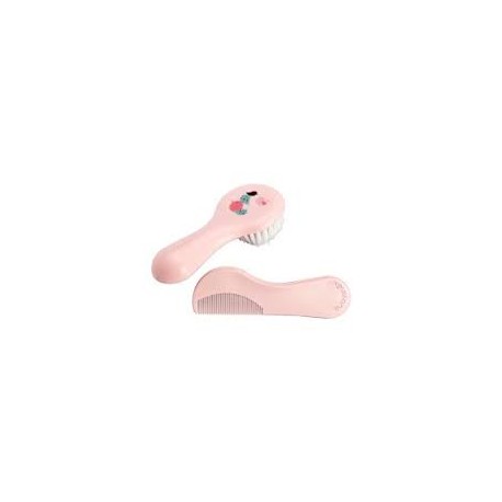 Suavinex set cepillo-peine color rosa